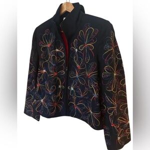 Vintage 1980’s New Anage Jacket, M, Black Multicolor Gorgeous Vintage Anage 198